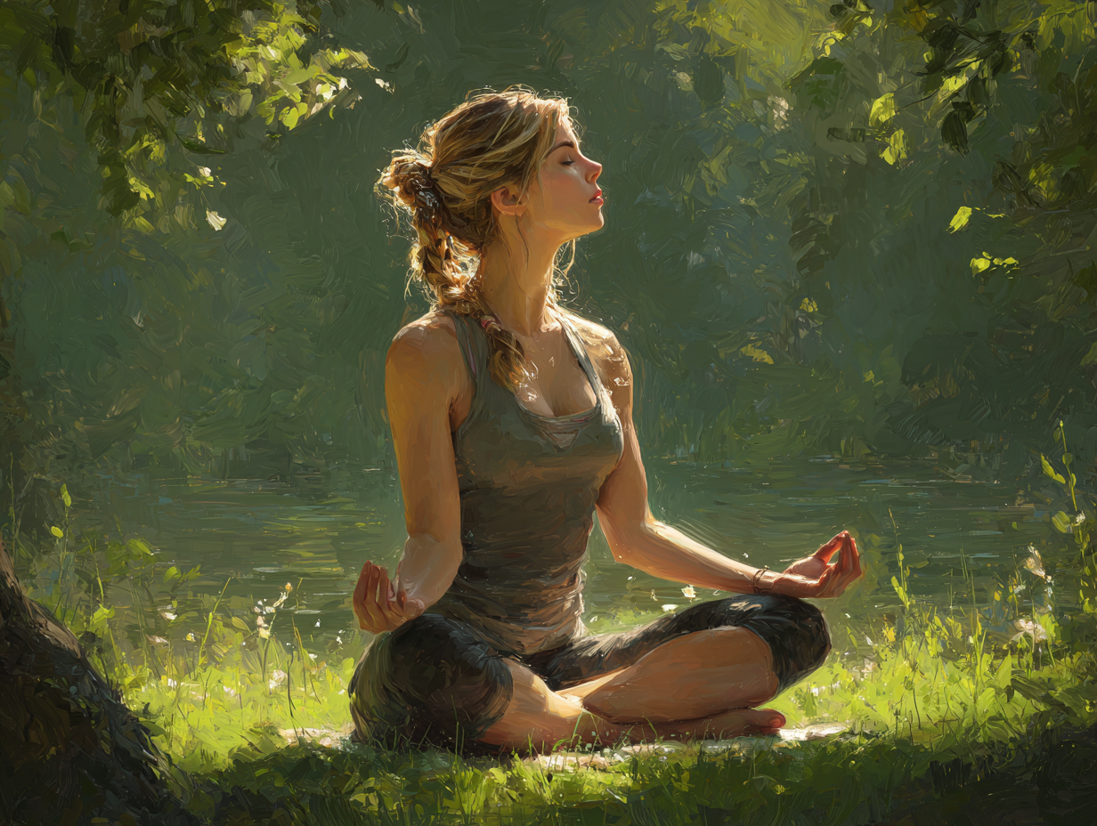 Жінка виконує асану йоги на світанку